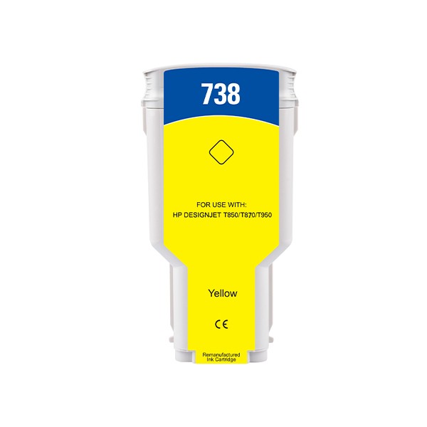 [HP738XLY] 300ML Yellow Reman HP DesignJet T850,T870,XT870,XT950#676M8A