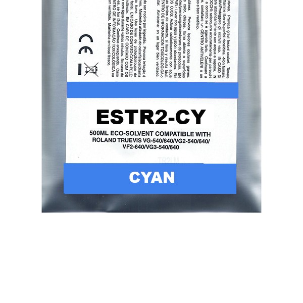 [ESTR2-CY] Ciano Pigment Eco-Solvent Ink Bag Compa Roland TrueVIS SG2,VG2,VF2,SG3,VG3#500ML