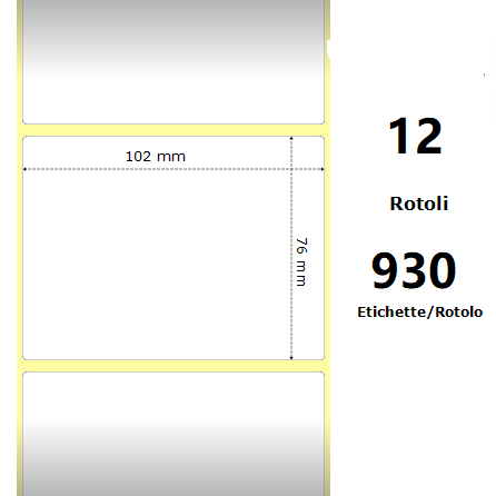 White 102x76mm, 930 Et/Rotolo Z-2000D 4x3x1 Core,circonferenza 111mm