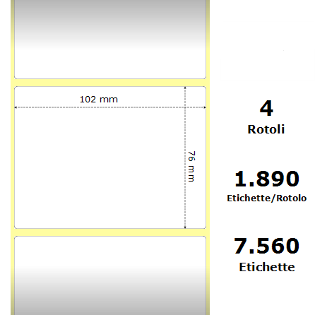 [ZE880170-076] White 102x76mm,1890 Et/Rotolo Z-2000D, 4x3x3 Core,circonferenza 174mm