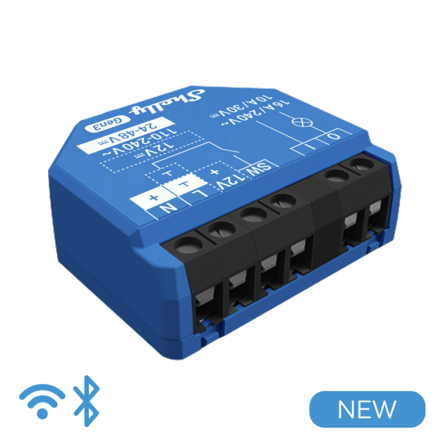 [SH-PLUS1G3] Shelly 1 Gen3 - Smart Relay contatto pulito 16A AC/DC WiFi/BT/Matter