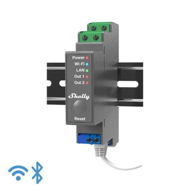 [SH-PRO2] Shelly Pro 2 - IP Smart Relay contatto pulito DIN 2ch. LAN/WiFi/BT