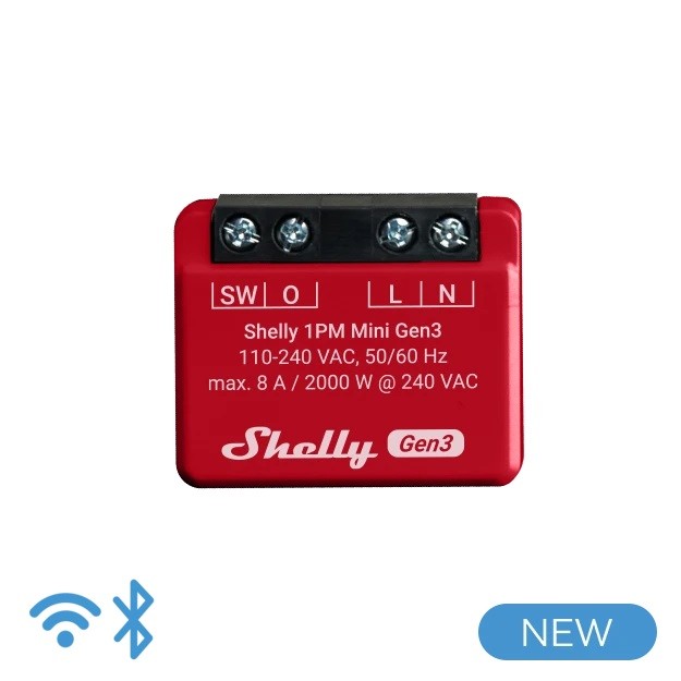 [SH-MINI1PMG3] Shelly Mini 1PM Gen3 - Smart Relay 8A AC WiFi/BT/Matter + PM
