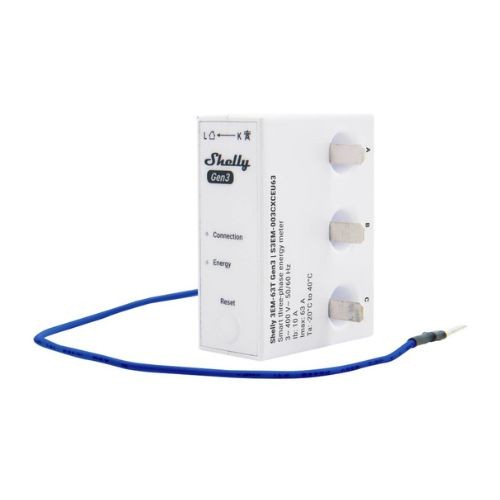 [SH-3EM63TG3] Shelly 3EM-63T Gen3- Contascatti Elettr. Misuratore Energia Wi-Fi Trifase/Monofa
