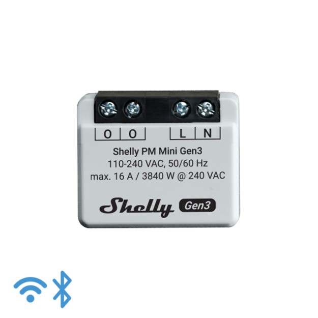 Shelly Mini PM Gen3 - Solo misurazione consumi Wi-FI/BT (no relay/no input) Gen3
