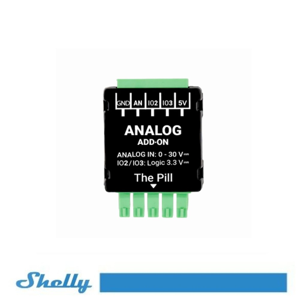 Shelly Modulo aggiuntivo per sensori analogici 0-30V per Shelly Pill