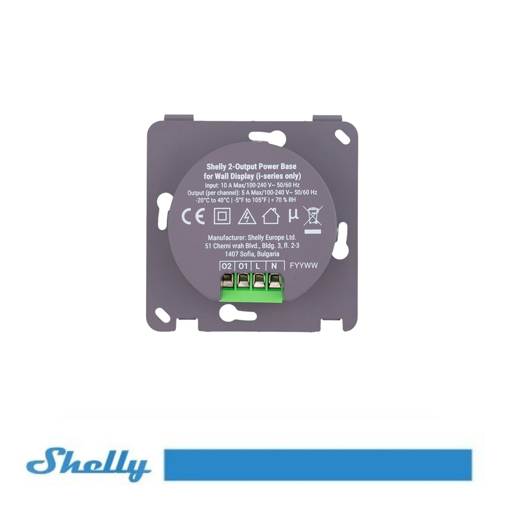 [SH-PBWD] Shelly base di alimentazione a 2 uscite per Shelly Wall Display (serie i)