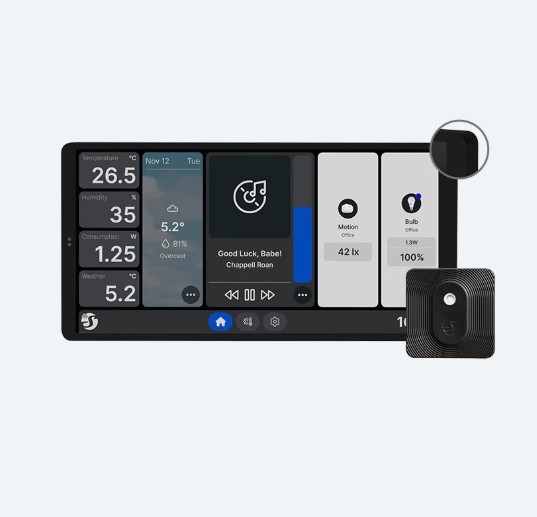[SH-WALLBKIT2X] Shelly Pannello a muro grande Wall Display X2 Nero + Sensore BLU H&T Nero