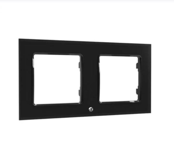 [SH-WF2BL] Shelly Wall Frame 2 - Placca da parete nera doppia compatibile Legrand