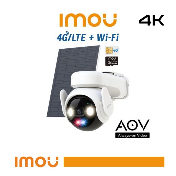 [IM-AOVPT4GKIT4K] Imou Kit Telecamera AOV PT a batteria 8Mp 4K Kit Wi-FI + 4G con SIM inclusa