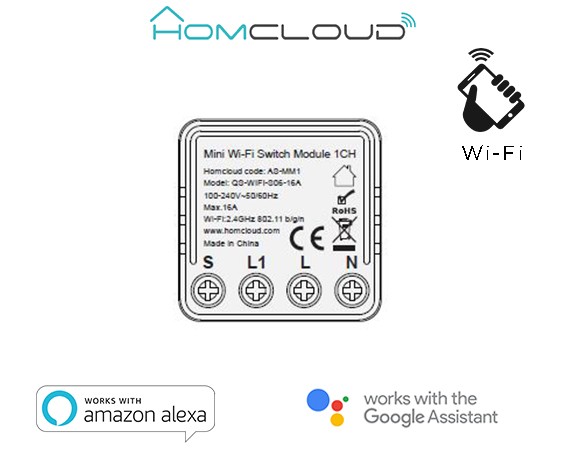 [AS-MM1] Modulo Interruttore Mini 1CH Wi-Fi da incasso