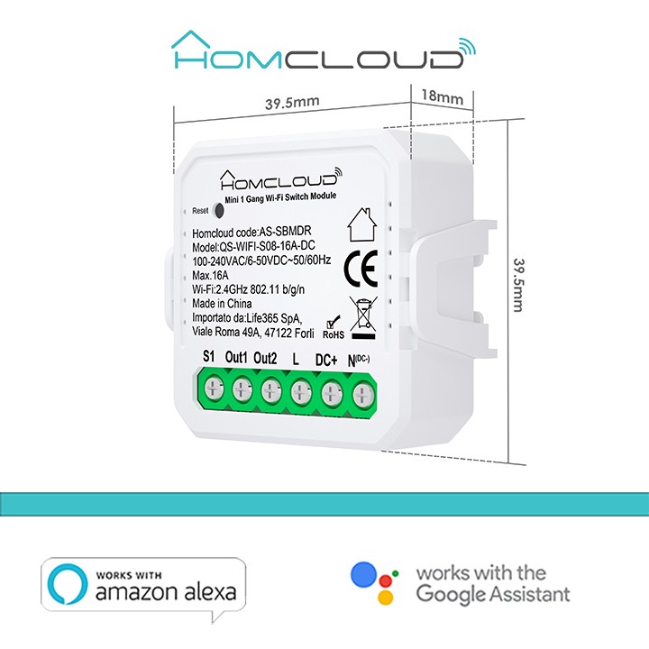 [AS-SBMDR] Modulo Interruttore/Pulsante Mini AC/DC Wi-Fi