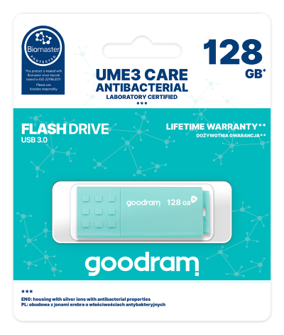 [GRUME3-1280CRR1] GoodRAM Pendrive 128GB UME3 CARE - ANTIBATTERICA - USB 3.0 - UME3-1280CRR11