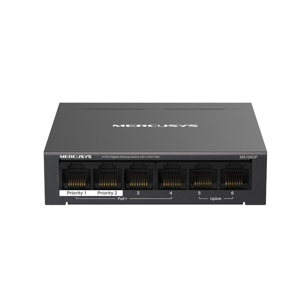 Mercusys 6-Port Gigabit Desktop Switch with 4-Port PoE+ MS106GP