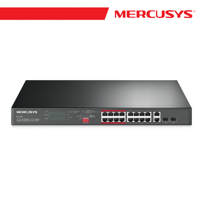 [MS-MS118CP] Mercusys 16-Port 10/100Mbps + 2-Port Gigabit Rackmount Switch - MS118CP