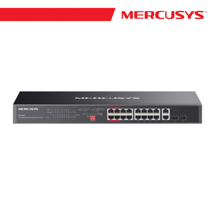 [MS-MS120GP] Mercusys 20-Port Gigabit Rackmount Switch with 16-Port PoE+ - MS120GP