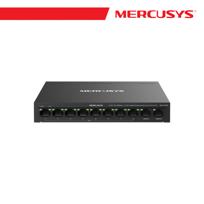 [MS-MS110CMP] Mercusys 8-Port PoE+ 10/100 Mbps + 2 Gigabit  Port Switch - MS110CMP