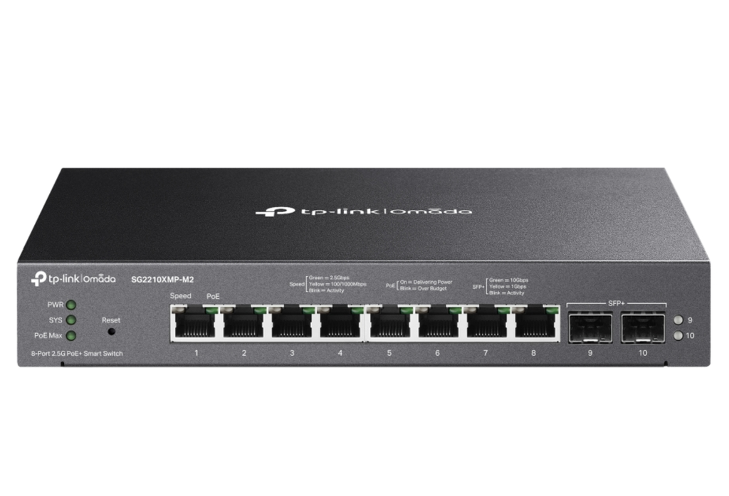 Omada Switch Smart 8 Porte 2.5GBASE-T PoE+, 2 Porte 10GE SFP+ - SG2210XMP-M2