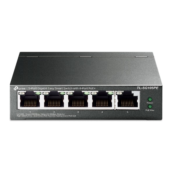 [TL-SG105PE] Switch 5 port Gigabit con 4-Port PoE+ TP-Link TL-SG105PE