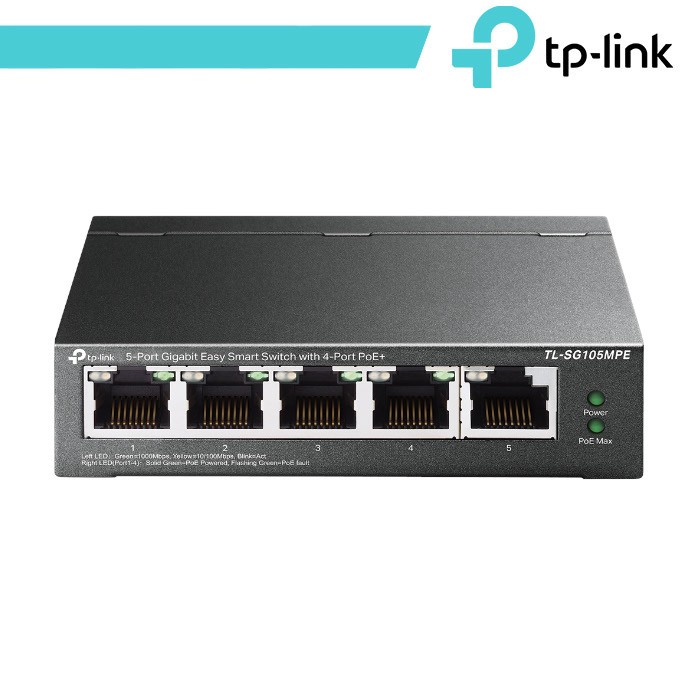[TL-SG105MPE] TP-Link 5-Port Gigabit Easy Smart Switch con 4-Porte PoE+