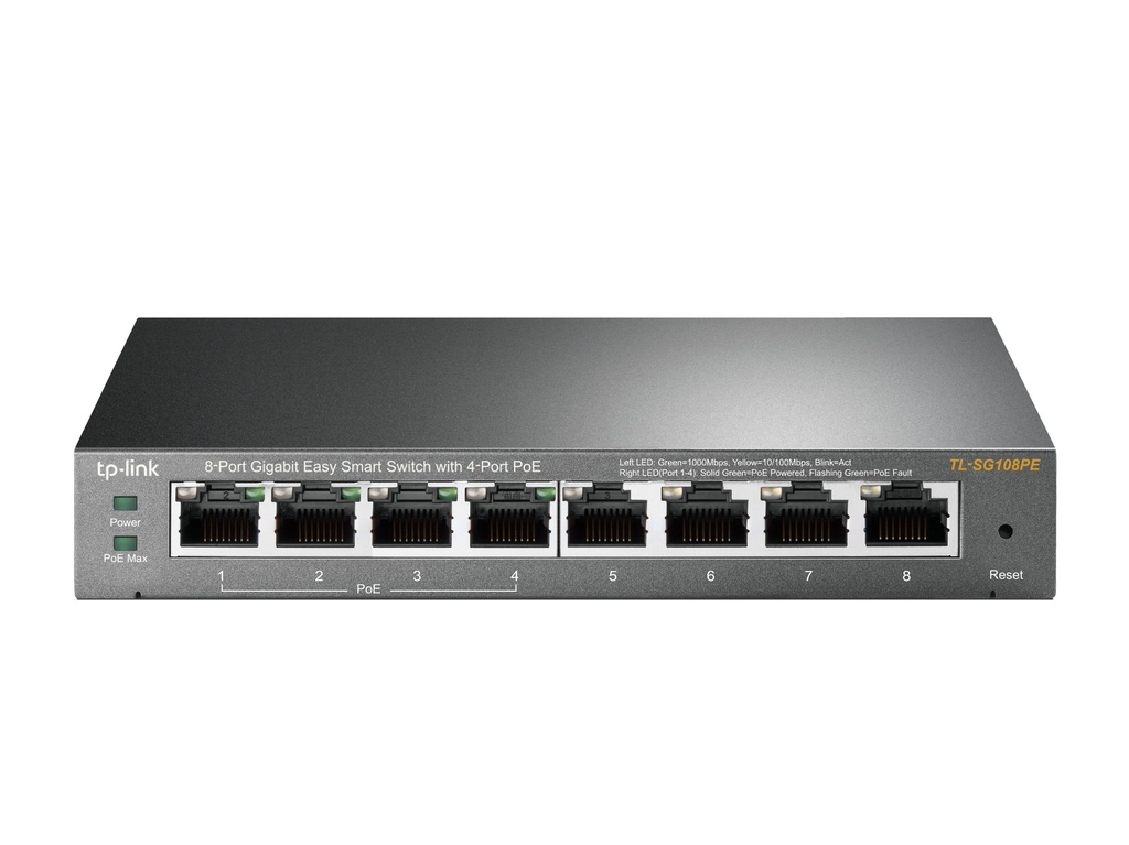 [TL-SG108PE] Easy Smart Switch 8 Porte Gigabit con 4 Porte PoE TL-SG108PE