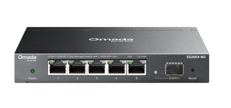 [OMA-ES206X-M2] Omada 5-Port 2.5GBASE-T Easy Managed Switch with 1 10GE SFP+ Slot
