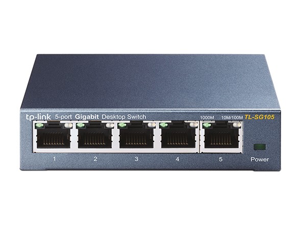 Switch 5 Porte Gigabit Plug & Play case in acciaio TL-SG105
