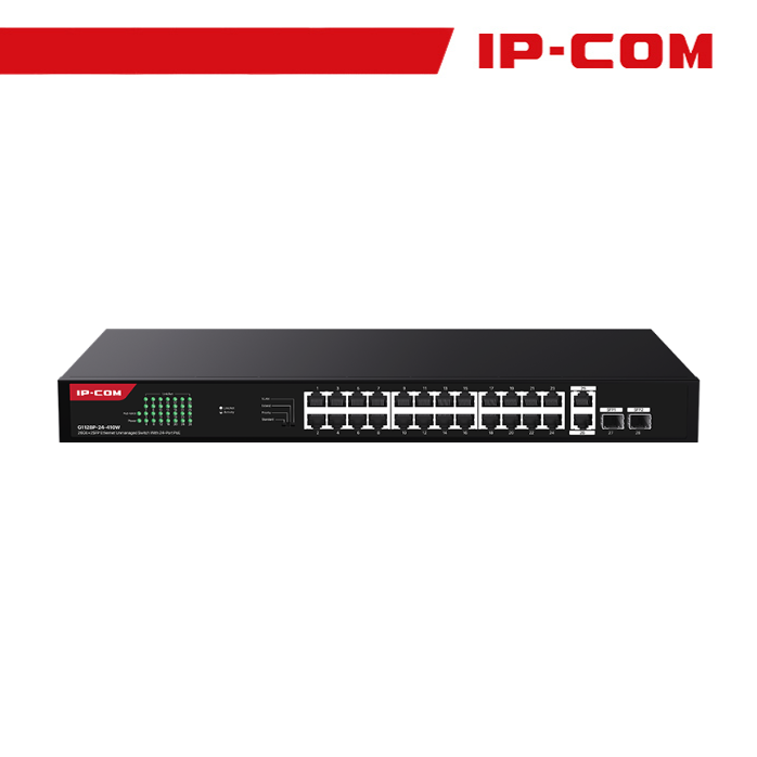[IC-G1128P-410] IP-COM Switch Gigabit PoE - 28 porte (24 GE PoE + 2 GE + 2 SFP) | G1128P-24-410W