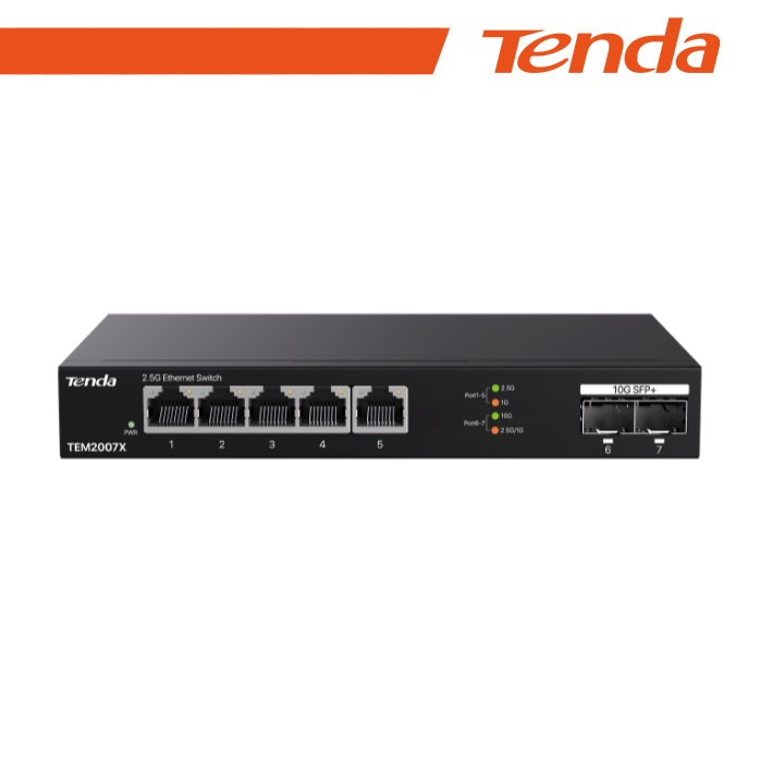 Tenda Switch 2.5G - 7 porte (5 porte 2.5GE + 2 porte 10G SFP+) Desktop | TEM2007X
