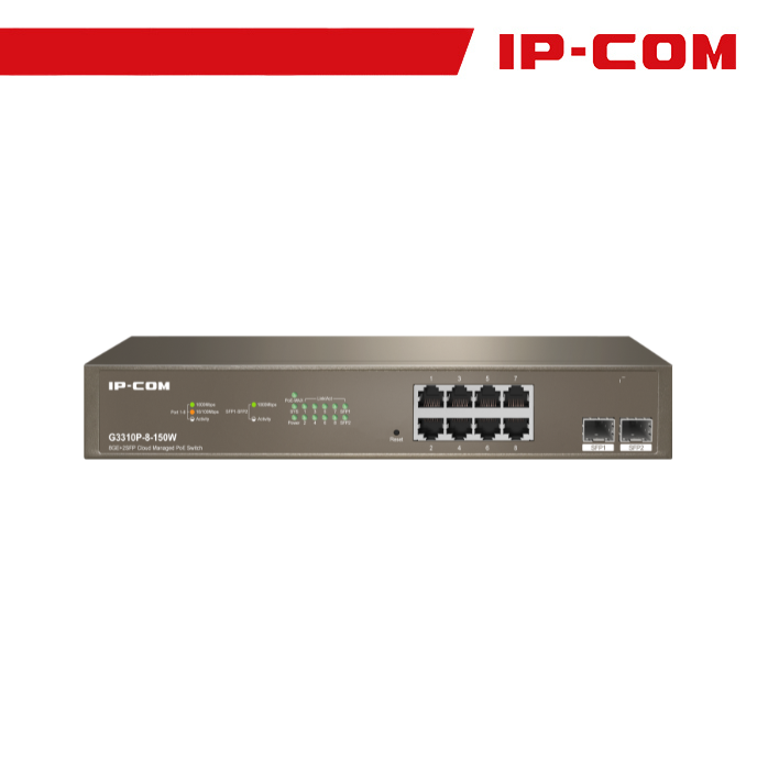 [IC-G3310P-150] IP-COM Switch Gigab PoE cloud manag L2 -10port(8GE PoE +2SFP)Pro | G3310P-8-150W