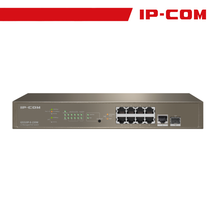 [IC-G5310P-150] IP-COM Switch Gigab PoE cloud managL3-10por(8GE PoE+1GE+1SFP)Pro | G5310P-8-150W