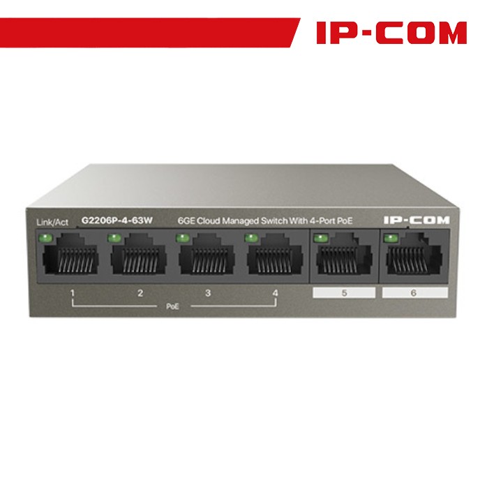 IP-COM Switch Gigab PoE cloud managed L2-6 port(4GE PoE+2GE)ProFi | G2206P-4-63W