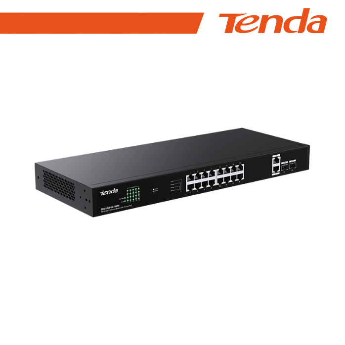 [NT-TEG1120P-250] Tenda 18GE+2SFP Ethernet Switch With 16-Port PoE - TEG1120P-16-250W