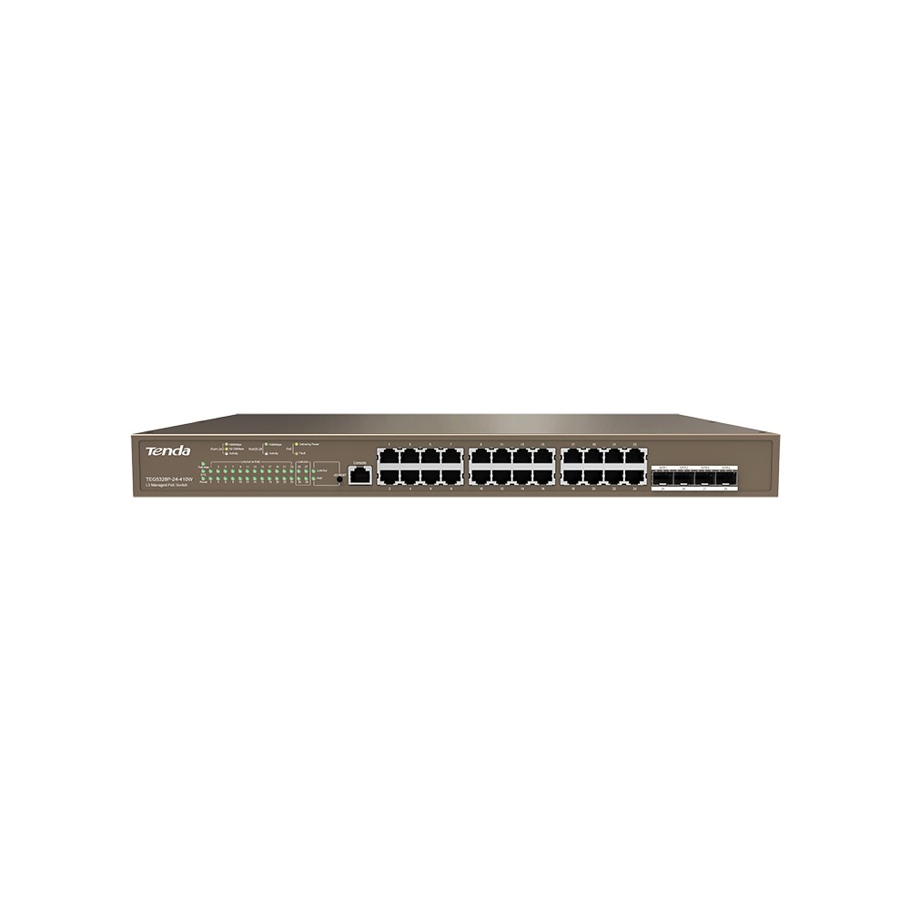 Tenda Switch Gigab PoE gestito L3 - 28port(24GE PoE +4SFP) | TEG5328P-24-410W