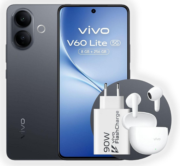 [DSVIV60LI256BK] Vivo V60 Lite 5G Special Pack Black + Buds Air 3 e Alimentatore