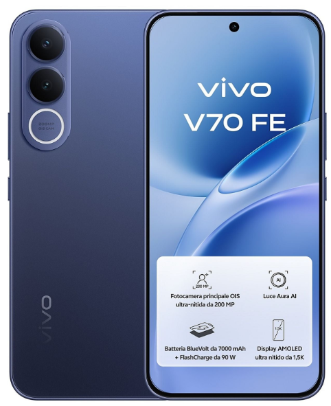 Vivo V70 FE Special Edition 8+256GB Ocean Blue + Bud Air 3 e alimentatore