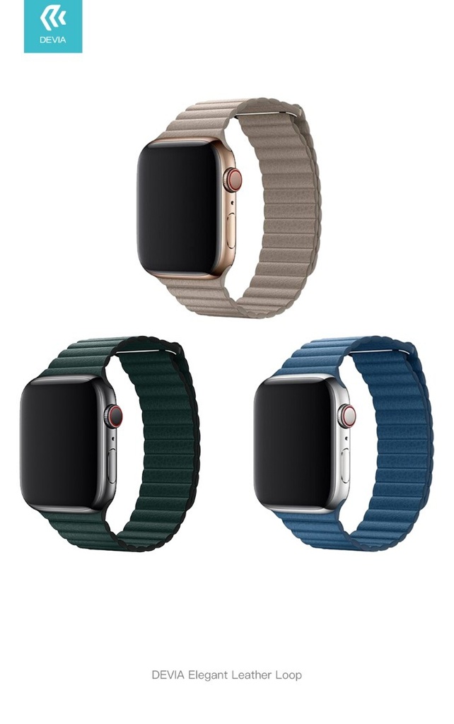 [DEC44L182FG] Cinturino Apple Watch serie 44mm Elegant Leather Forest Gr
