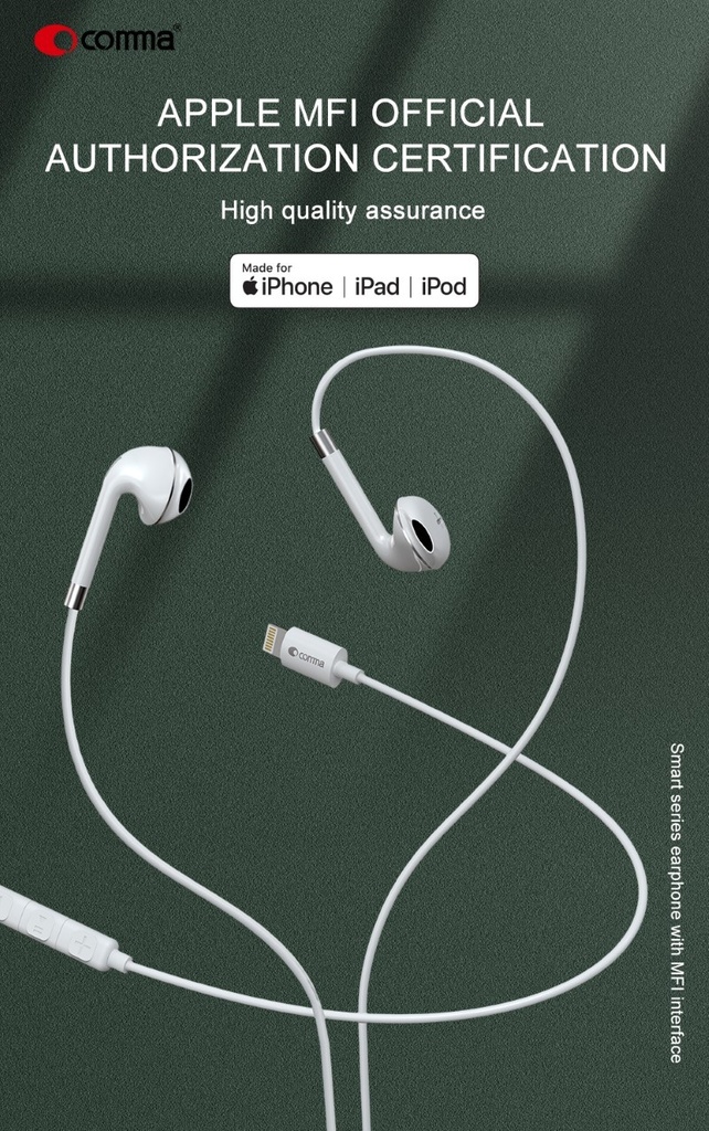 [COAUMFI914] Auricolari Comma Apple Lightning Certificati MFI Voce/Musica