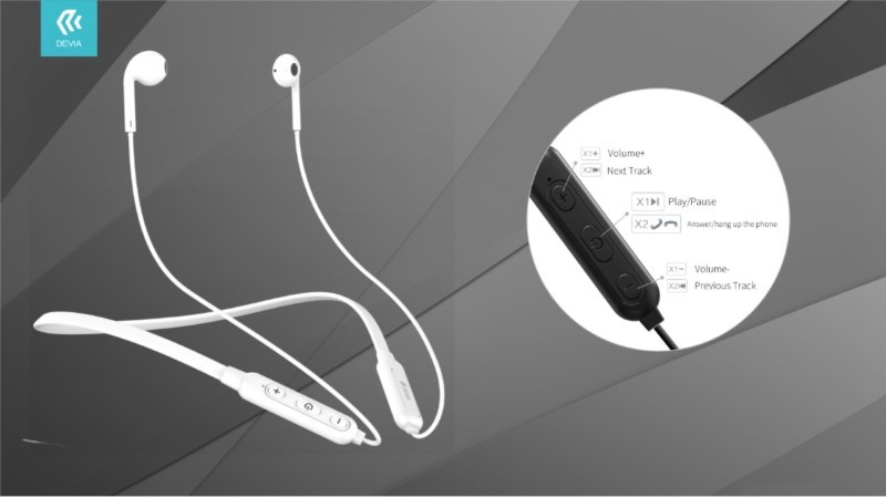 [DEBTDE255W] Auricolari Smart Sport Dual Bluetooth con archetto Bianchi