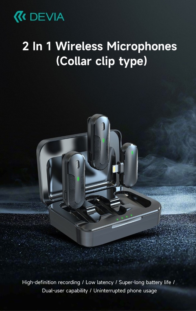 [DEAP2WL234] Doppio microfono wireless con connessione Lightning Apple
