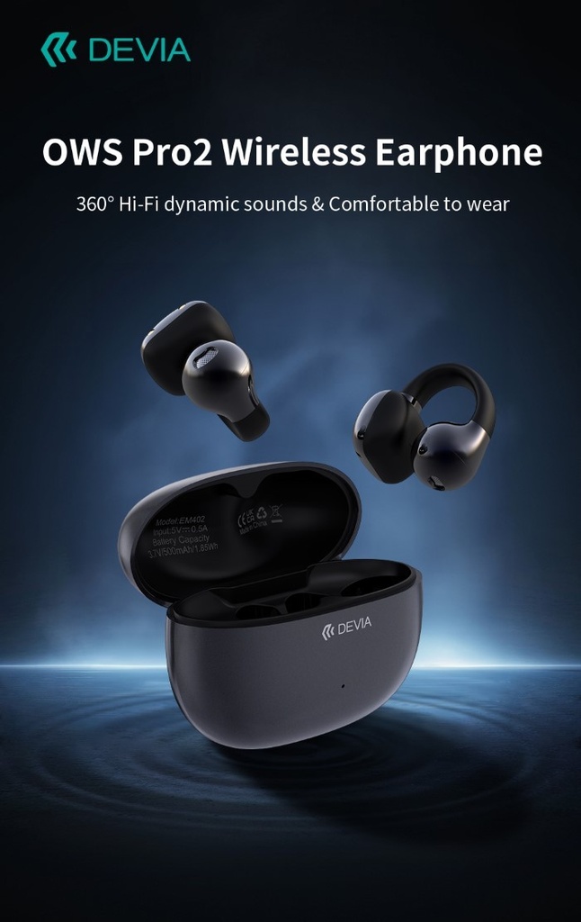 [DEEM402261B] Auricolari EM402 wireless senza inserimento nell'orecchio OWS Pro2 Neri