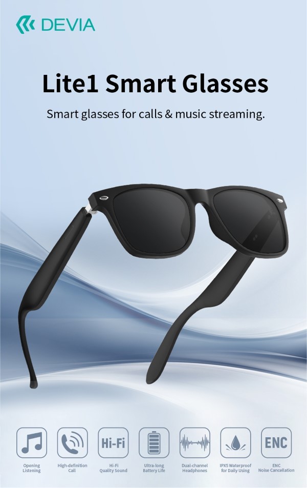 Lite1 Occhiali Auricolari Open-Ear con Cancellazione Rumore ENC e BT 5.4