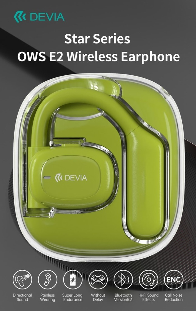 [DETWS43869G] Auricolari TWS-OWS E2 EM043 Padiglioni esterni Verdi