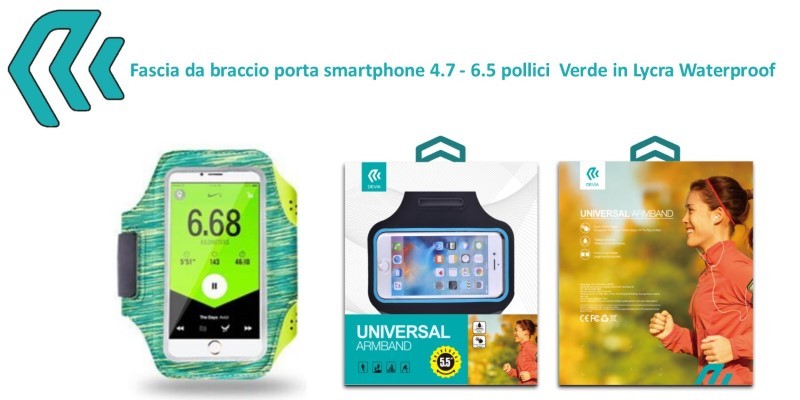 [DEEGAB526G] Fascia da braccio porta smartphone 4.7 - 6.5 pollici Verde