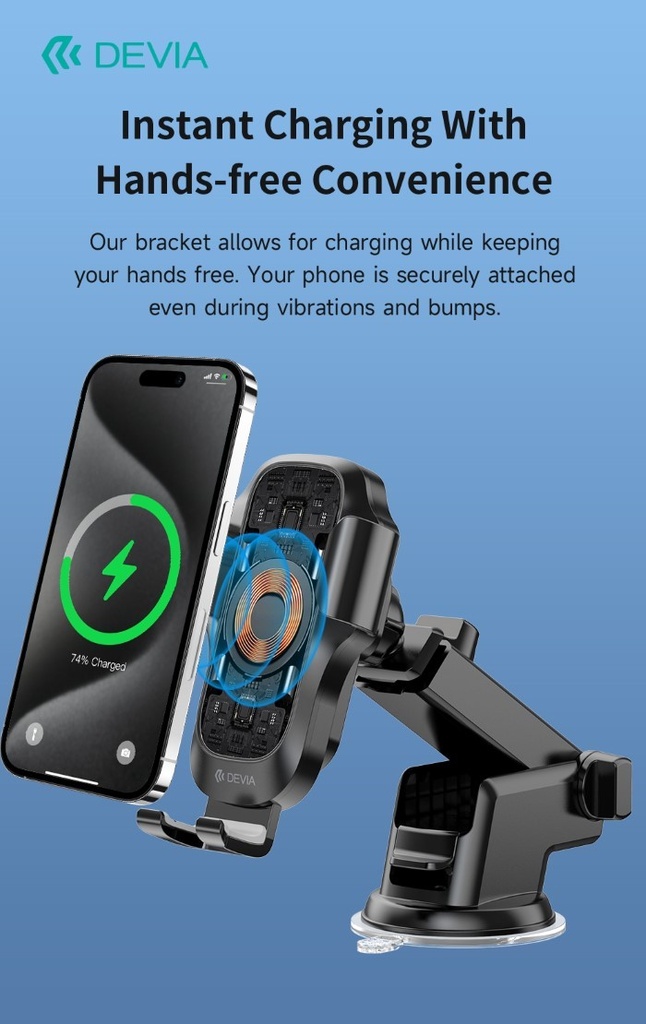 [DESGW574B] Supporto smartphone per auto con carica wireless telescopico