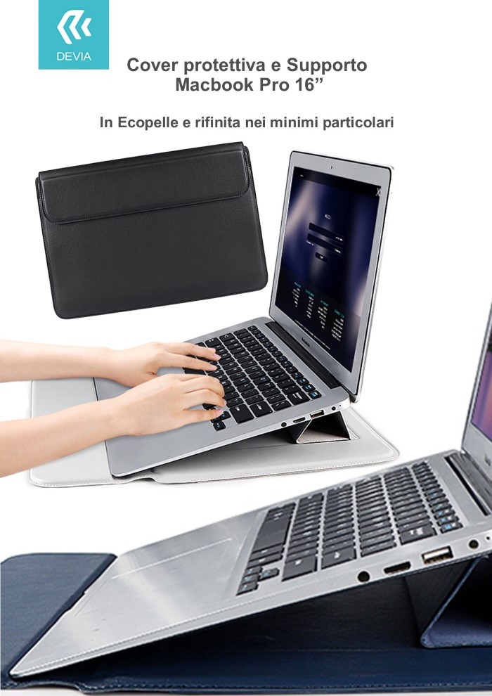 Cover protettiva per Macbook Pro 16'' con Supporto Nera