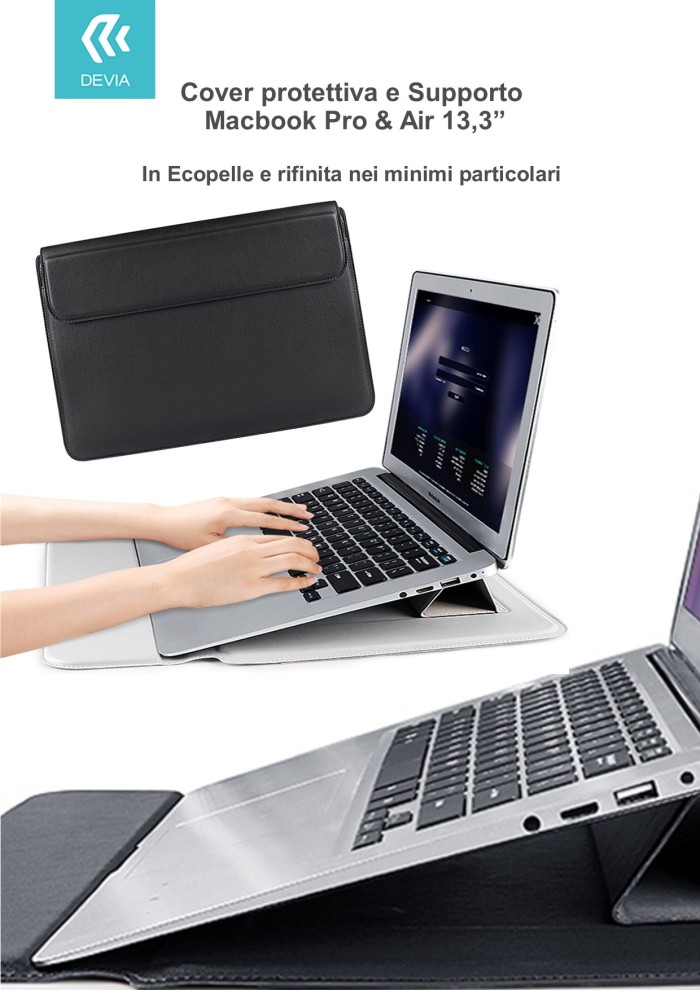 [DEMK13334B] Cover protettiva per Macbook Pro e Air 13,3 2020 colore Nera