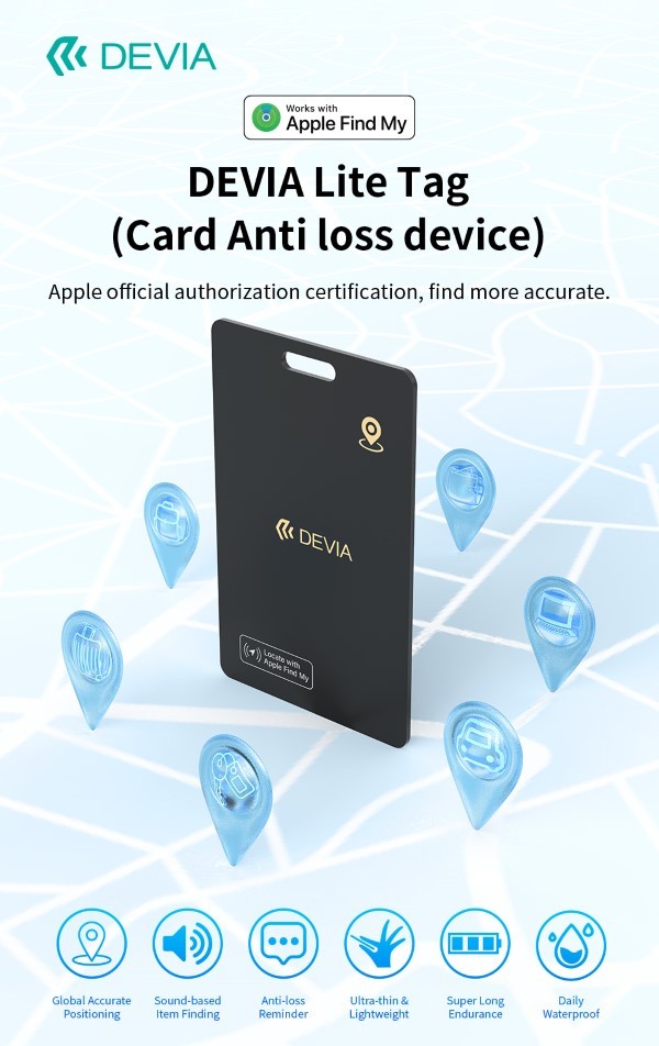 [DECG2304716] Dispositivo anti smarrimento DEVIA G2304 carica wireless Lite Tag Card Per Apple