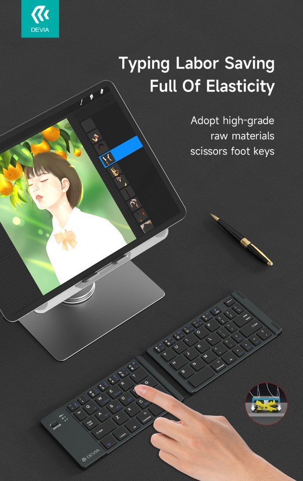 Tastiera bluetooth richiudibile Compatibile Microsoft, Android, Apple