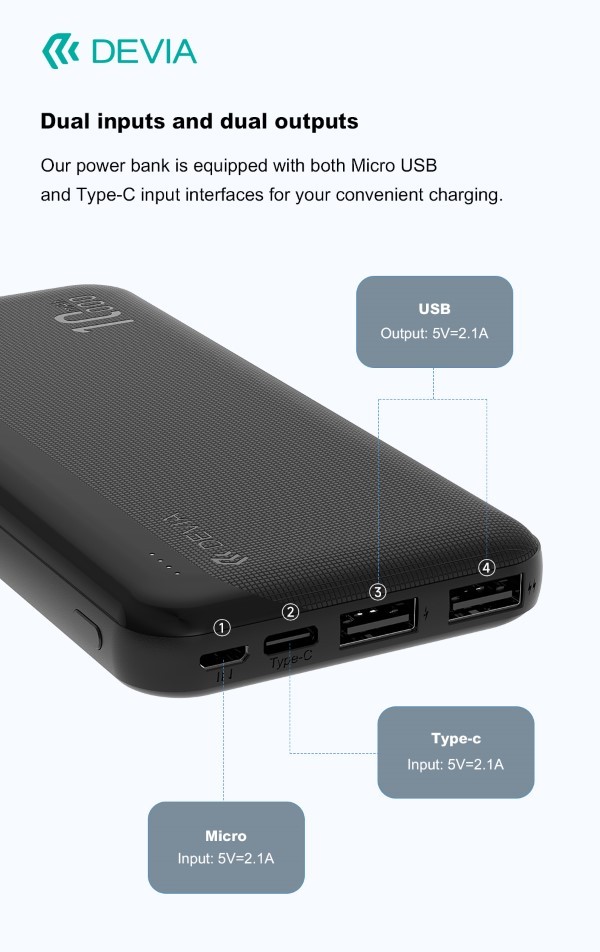 [DEPB10K636B] Power Bank Kintone 10,000 mAh 37 Watt Nero